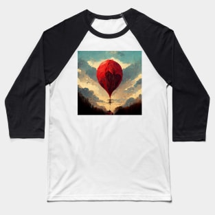 A Vividly Crimson Hot Air Balloon Baseball T-Shirt